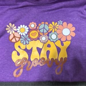 Purple 'Stay Groovy' Graphic Tee